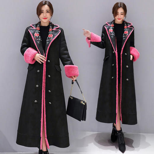 WZNH-WZ208879无腰带棉纯色法式气质翻领民族长款外套 商品图1