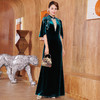DLQ-A2634中国风旗袍改良版连衣裙秋冬丝绒款妈妈装长款 商品缩略图0
