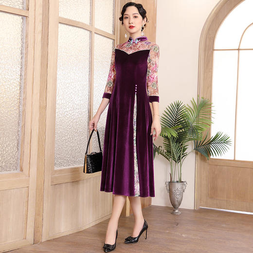 DLQ-A2703名媛气质复古中国风旗袍改良连衣裙年轻款妈妈装 商品图0