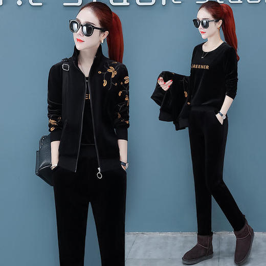 SP-GB247666秋冬新款休闲时尚显瘦三件套运动套装 商品图3