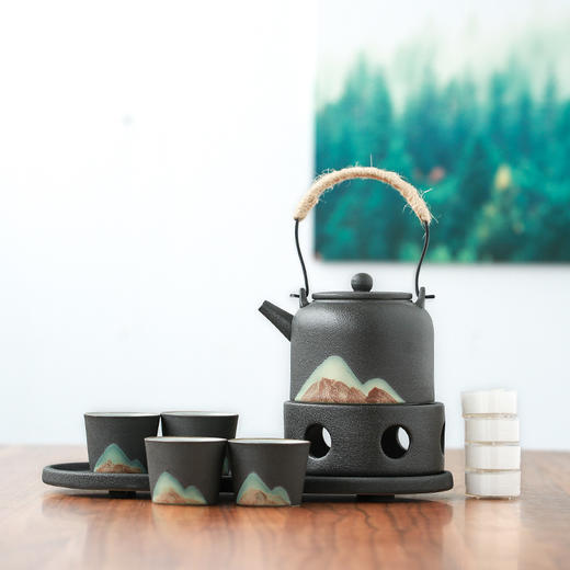 【远山日式提梁壶功夫茶具】简约居家日用手绘禅意陶瓷茶壶礼盒套装 商品图5