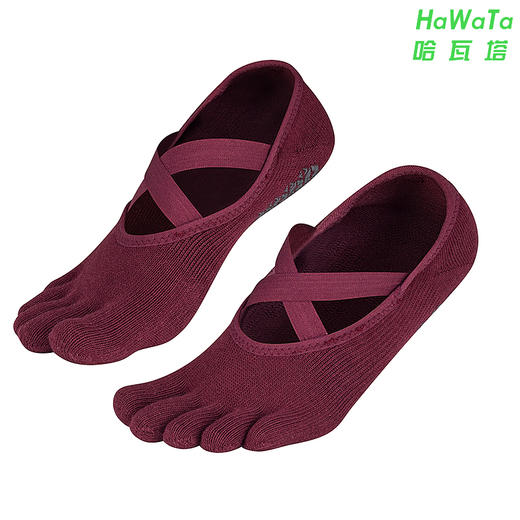 《15送1》哈瓦塔爆款纯棉交叉防滑五指瑜伽袜芭蕾普拉提舞蹈健身运动 商品图14