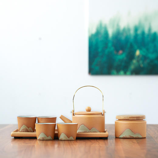 【远山日式提梁壶功夫茶具】简约居家日用手绘禅意陶瓷茶壶礼盒套装 商品图7