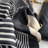 【披肩两用】冷淡ins几何 棉麻围巾 女秋冬季 韩版百搭黑白条纹长款纱巾 商品缩略图4