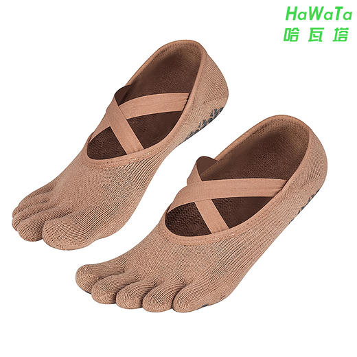 《15送1》哈瓦塔爆款纯棉交叉防滑五指瑜伽袜芭蕾普拉提舞蹈健身运动 商品图12