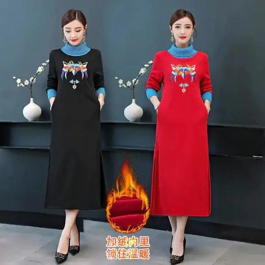 AHM-olz1101新款时尚气质优雅显瘦加绒加厚针织连衣裙 商品图0
