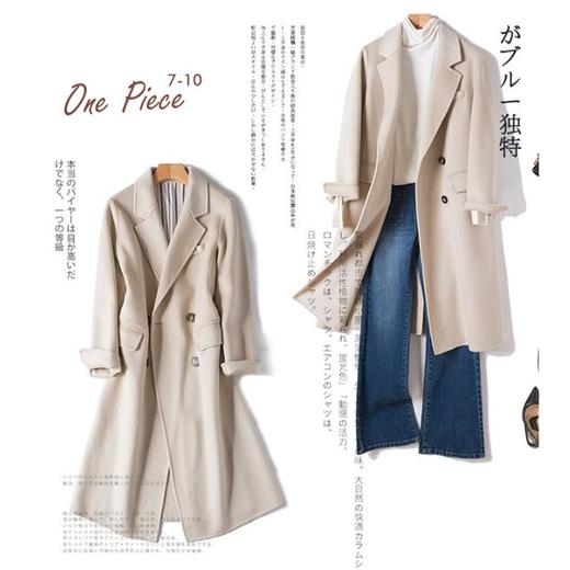 【羊绒大衣】。纯色手工双面羊绒大衣女中长款韩版宽松 商品图1