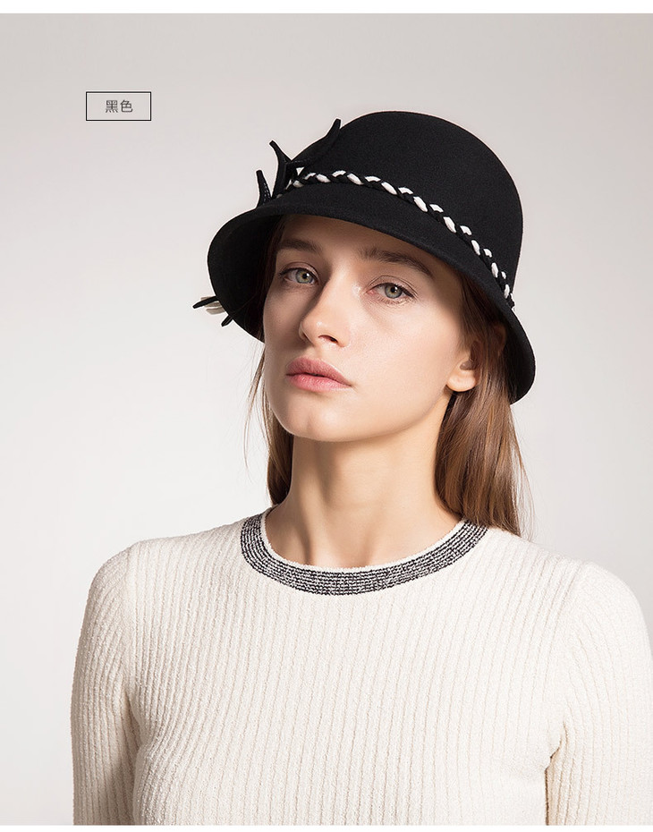 rmfw049024秋冬个性小檐帽英伦圆顶时尚羊毛帽子