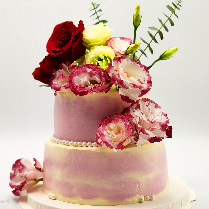 【甜久荟 不负时光-鲜花蛋糕-红玫瑰色系】 自然真花 纯动物鲜奶 0添加 低糖