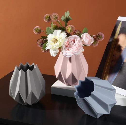 【花瓶】*北欧ins花瓶摆件茶几插花器干花莫兰迪色折纸创意花瓶家居装饰品 商品图2