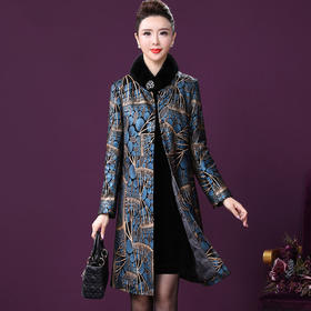 WXY-W-DF-28秋冬新款绵羊皮阔太太水貂毛领妈妈外套