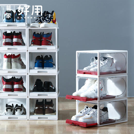 【抽拉联动设计】透明鞋子收纳盒 可叠加 5个/10个可选 商品图0