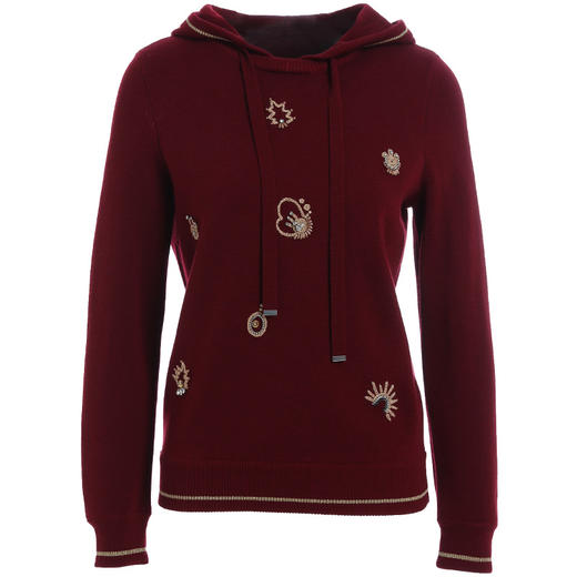 乔万尼秋冬新款短款连帽卫衣套头毛衫重磅钉珠工艺精致复古上衣ES4M386 商品图4