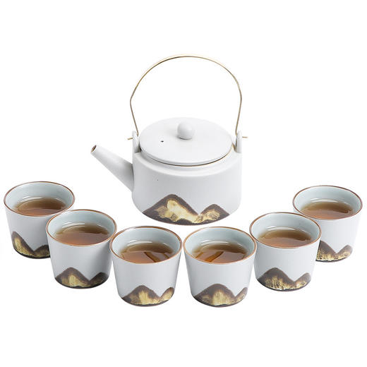 日式手绘远山1茶壶6茶杯茶具套装 整套简约办公居家日用陶瓷功夫茶具 商品图4