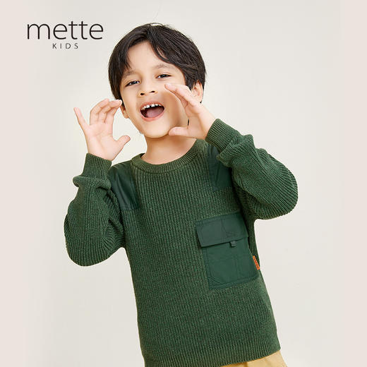 METTE童装100%羊毛衫2020秋冬新品中大童男宝内搭保暖针织毛衣 商品图0