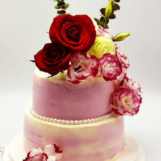 【甜久荟 不负时光-鲜花蛋糕-红玫瑰色系】 自然真花 纯动物鲜奶 0添加 低糖 商品图3