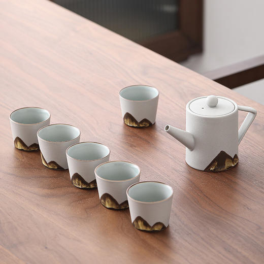 日式手绘远山1茶壶6茶杯茶具套装 整套简约办公居家日用陶瓷功夫茶具 商品图7