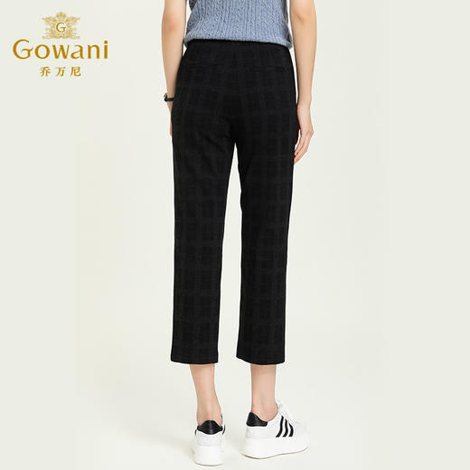 乔万尼秋季新款弹力舒适显瘦格纹七分直筒休闲裤子EB4F062 商品图3