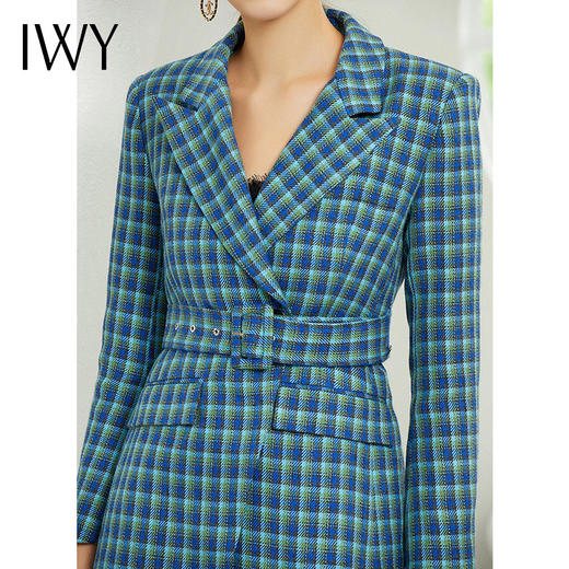 IWY/蓝绿色格纹长袖西装半裙套装CP203189 商品图2