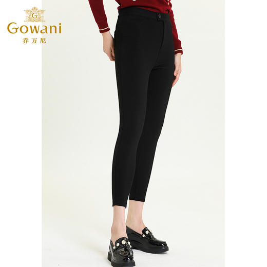 乔万尼秋冬新款加绒加厚高弹力显瘦舒适百搭保暖发热休闲打底裤黑ES4F342 商品图1