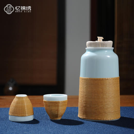 竹丝扣瓷-提梁粉青八头茶具（精编） 商品图2
