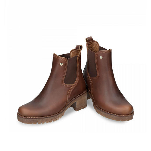 #断码特价40码#西班牙原产时尚舒适粗跟女踝靴栗棕色PB8 商品图1