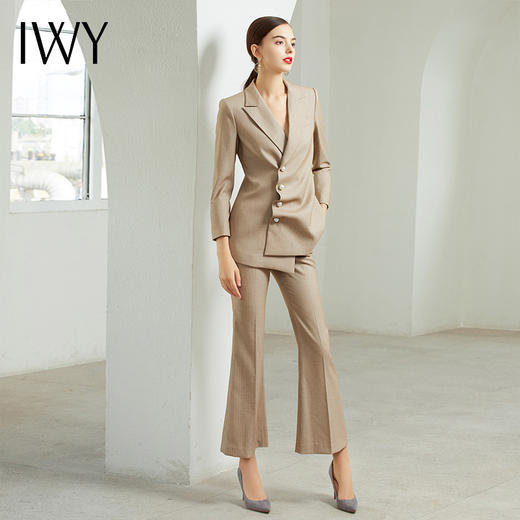 IWY/姜黄色长袖西装微喇长裤套装CP203201 商品图4