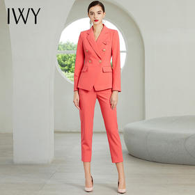 IWY/粉色长袖西装长裤套装CP203171