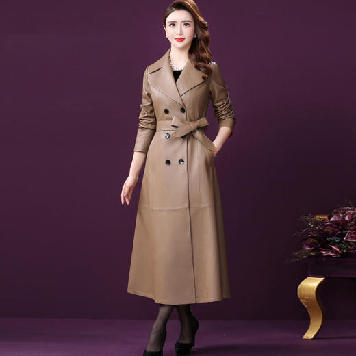 WXY-W-CT-2092-2轻奢海宁绵羊皮中长款真皮皮衣外套 商品图1