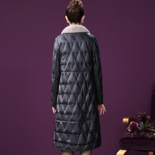 WXY-W-ZS-2030真皮羽绒服女2020冬新款海宁羊皮纯色90绒水貂毛领大码外套 商品图2