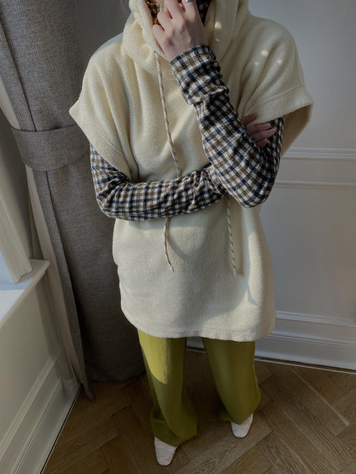 HIDEMI色织格纹厚款针织中高领弹力打底上衣 商品图10