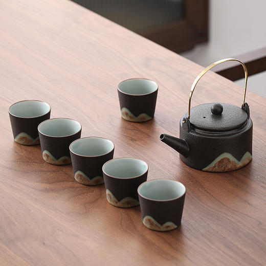 日式手绘远山1茶壶6茶杯茶具套装 整套简约办公居家日用陶瓷功夫茶具 商品图6