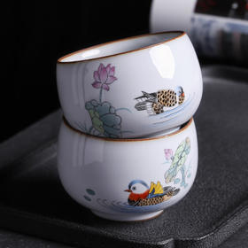 景德镇纯手工鸳鸯茶杯主人杯女功夫茶具品茗杯情侣对杯