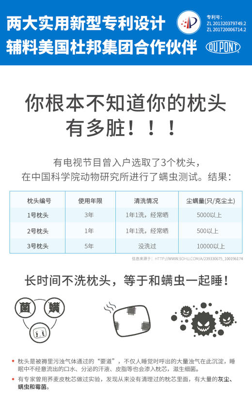 育婴师推荐枕头儿童宝宝枕头第一站3D杜邦全水洗透气枕 商品图2