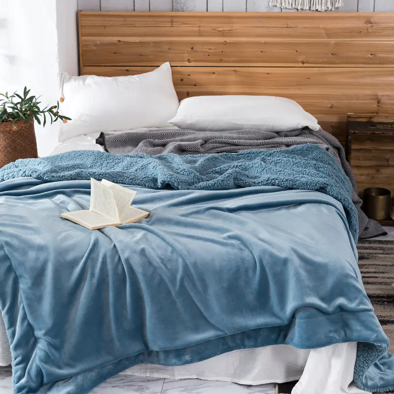 老米优品 隽优zara Home代工厂 Ins风格双层加厚法兰绒毯子秋冬羊羔绒毛毯被沙发盖毯薄被