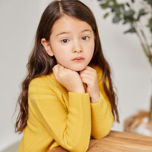 METTE羊绒世家童装女童100%山羊绒开衫2020冬纯色针织保暖小外套 商品图2