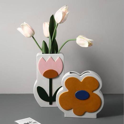 【花瓶】*简约陶瓷手绘花瓶客厅插花创意花朵少女清新桌面家居艺术装饰摆件 商品图2