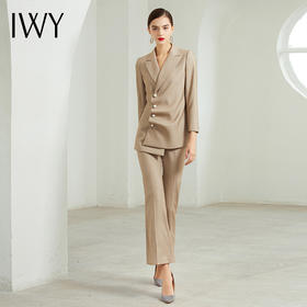 IWY/姜黄色长袖西装微喇长裤套装CP203201