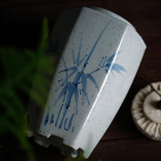 【手工复古竹韵茶叶罐】居家日用粗陶红茶普洱储茶罐 商品图2