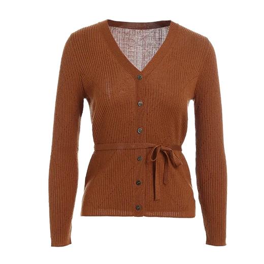 【两色可选】乔万尼早秋新款针织开衫女大V领收腰显瘦精致薄款舒适小开衫ES3M602 商品图8