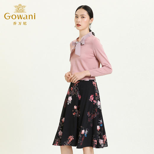 乔万尼早秋新款针织衫V领蝴蝶结设计羊毛衫舒适气质优雅上衣ES3M596 商品图1