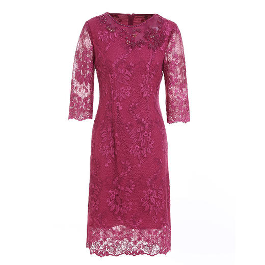 乔万尼秋喜宴连衣裙简约优雅红色蕾丝喜宴中长裙ES4E332 商品图4