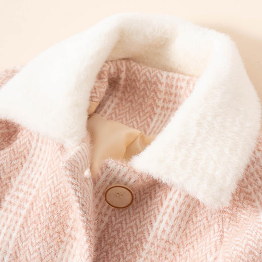 【100元任选3件】咕噜日记女童加绒加厚貂绒格子呢大衣DGW010 商品图12