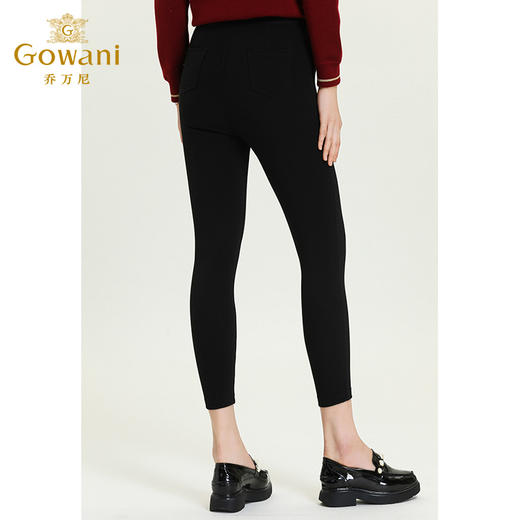 乔万尼秋冬新款加绒加厚高弹力显瘦舒适百搭保暖发热休闲打底裤黑ES4F342 商品图3