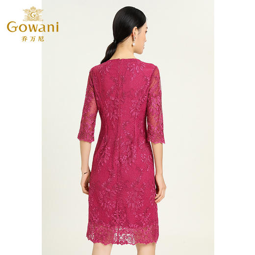 乔万尼秋喜宴连衣裙简约优雅红色蕾丝喜宴中长裙ES4E332 商品图3