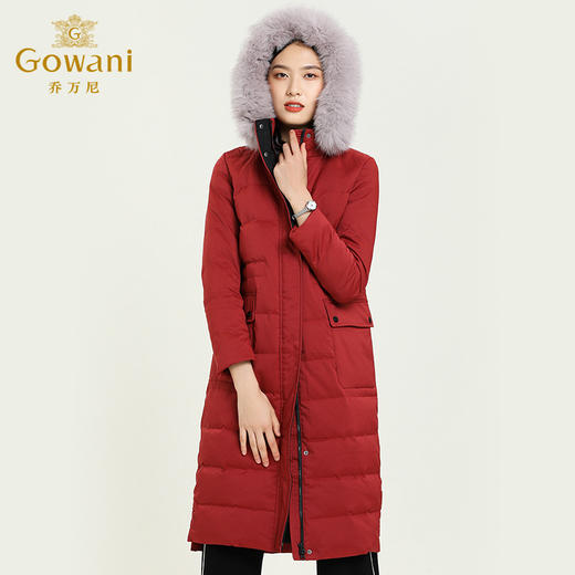乔万尼冬季新款红色羽绒服修身保暖大码外套过膝长款韩版EB4T135 商品图1