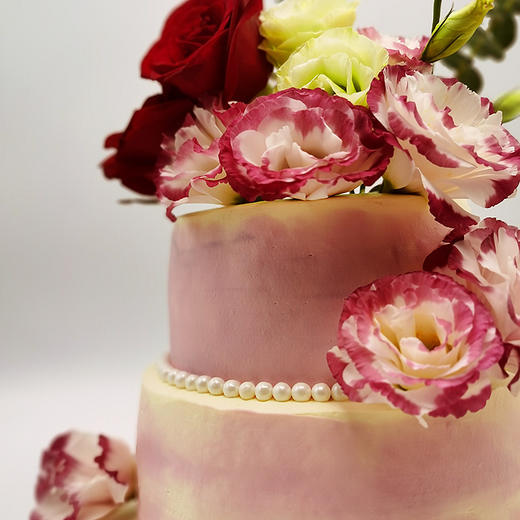 【甜久荟 不负时光-鲜花蛋糕-红玫瑰色系】 自然真花 纯动物鲜奶 0添加 低糖 商品图2