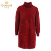乔万尼秋冬复古红高领印花羊毛显瘦舒适休闲宽松减龄连衣裙ES4E323 商品缩略图4