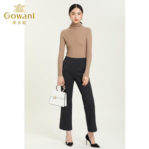 乔万尼舒适直筒微喇裤女秋冬高腰显瘦休闲裤宽松女裤子修身时尚ES4F312 商品图3