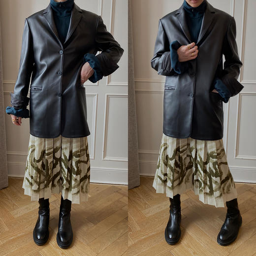 HIDEMI黑色小羊皮廓形西装 商品图14